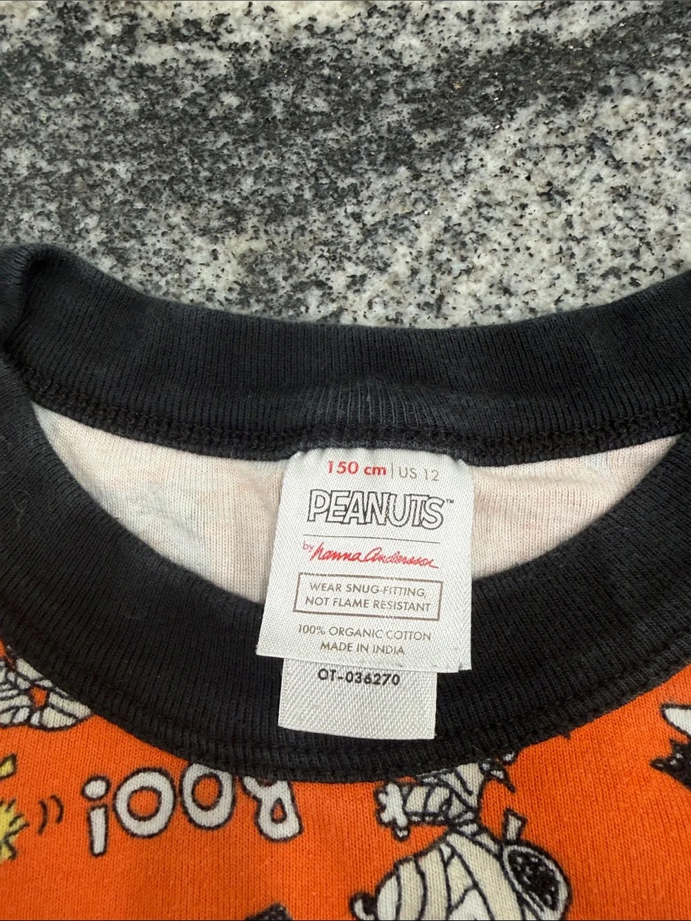 Hanna Andersson Peanuts Halloween Long John Pajamas, Size 12 (150 cm)